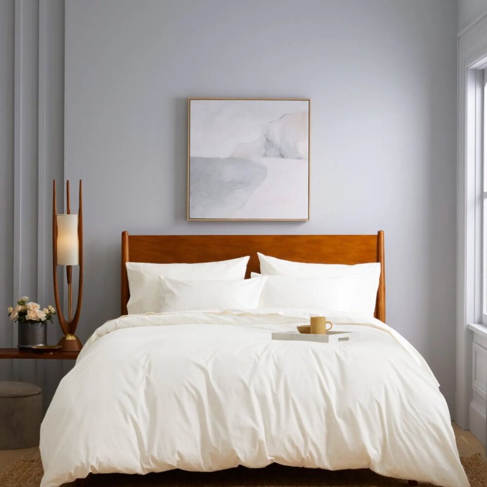 Quince King Size Classic Organic Percale Duvet Cover Bedding White